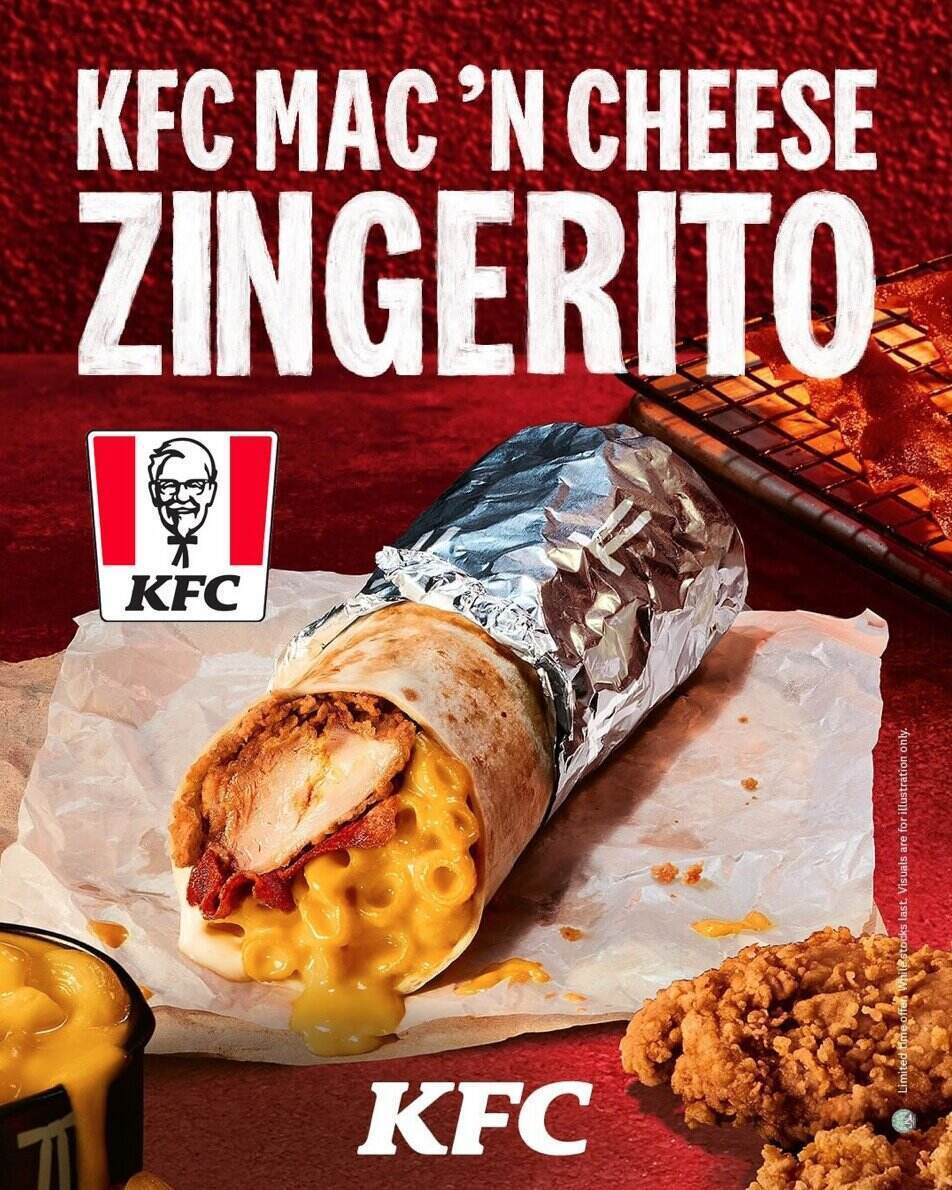 KFC Releases Mac 'n Cheese Zingerito in Singapore for a Limited Time!
